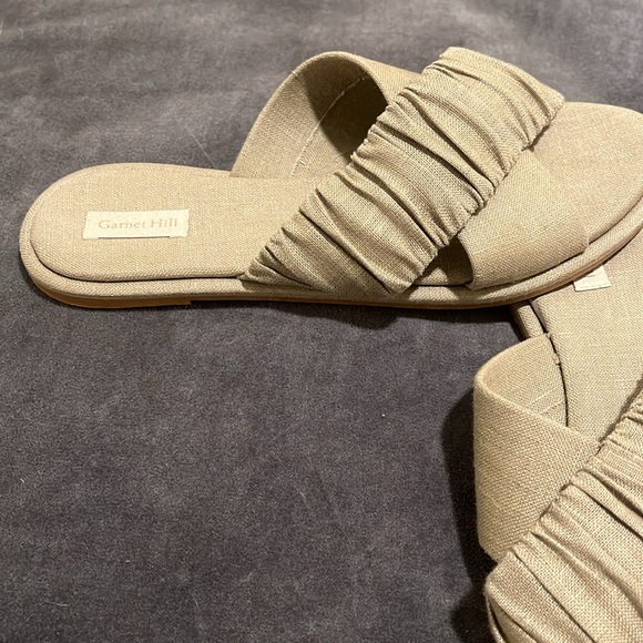Garnet Hill Linen Crossover Slides - Picture 2 of 5